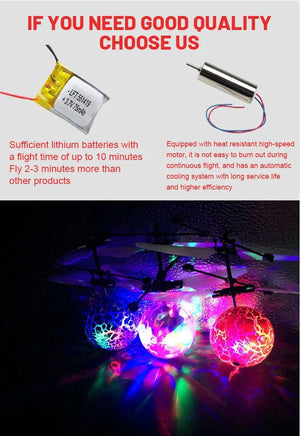Planet Gates RC blue ball Flying Luminous Ball RC Kid's Flying Ball Anti-stress Drone Helicopter Infrared Induction Aircraft Remote Control Toys Gifts