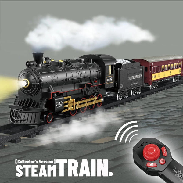Planet Gates RC Train Toys Simulation Train Remote Control Retro Steam Electric Stepless Speed Control Remote Smoking Train Children's Toys