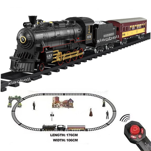 Planet Gates RC Train Toys Simulation Train Remote Control Retro Steam Electric Stepless Speed Control Remote Smoking Train Children's Toys
