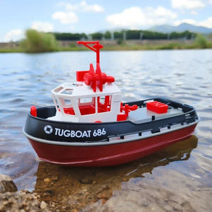 Planet Gates RC Tugboat 2.4G Remote Control Ship Dual Motor Power Proportionally Adjustable Steering Sealed Waterproof Structure Speed Boat