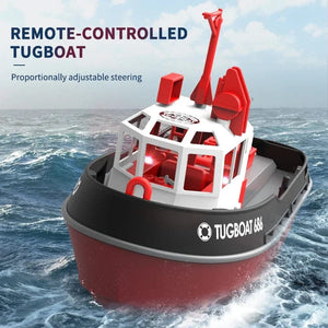 Planet Gates RC Tugboat 2.4G Remote Control Ship Dual Motor Power Proportionally Adjustable Steering Sealed Waterproof Structure Speed Boat