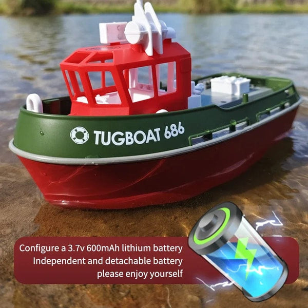 Planet Gates RC Tugboat 2.4G Remote Control Ship Dual Motor Power Proportionally Adjustable Steering Sealed Waterproof Structure Speed Boat