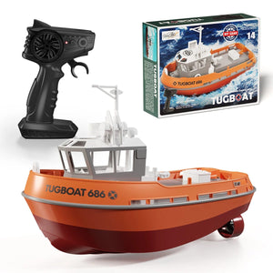 Planet Gates RC Tugboat 2.4G Remote Control Ship Dual Motor Power Proportionally Adjustable Steering Sealed Waterproof Structure Speed Boat