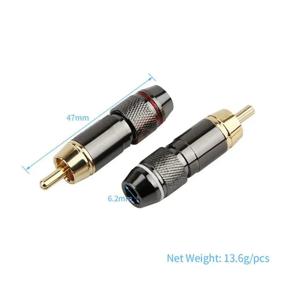 Planet Gates RCA Connector Audio Plug Jack Consumer Electronics Male Gold Plated Copper Screw Lock For Soldering Video Cable Metal Alloy
