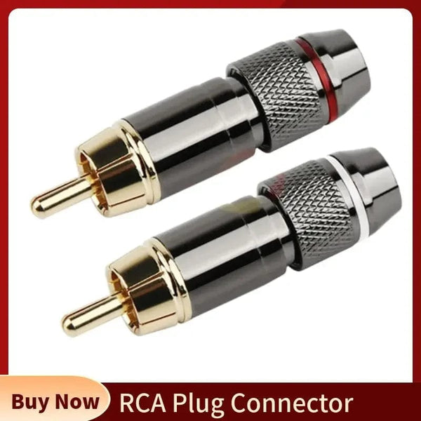 Planet Gates RCA Connector Consumer Electronics RCA Plug Male Audio Jack Gold Plated Copper Screw Lock For Soldering Video Cable Metal Alloy