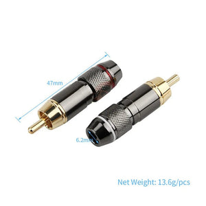 Planet Gates RCA Connector Consumer Electronics RCA Plug Male Audio Jack Gold Plated Copper Screw Lock For Soldering Video Cable Metal Alloy