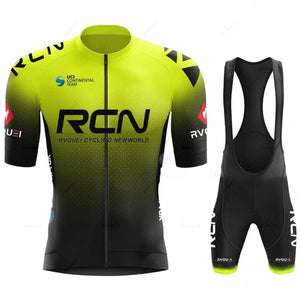Planet Gates Rcn Fluorescent Green Cycling Sets Mountain Bike Uniform Summer Mans Cycling Jersey Set Road Bicycle Jerseys MTB Bicycle Wear