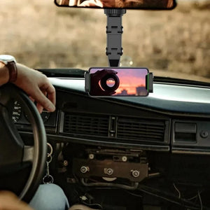 Planet Gates Rearview Mirror Phone Holder for Car, 360° Rotating Phone Mount, GPS Holder Universal Car Phone Holder for All Smartphones