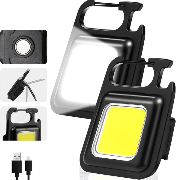 Planet Gates Rechargeable COB Key Chain Flashlight, 3 Light Modes Work Light, Portable Pocket Flashlight Key Chains, Camping Small Corkscrew, Outdoor Pocket Light