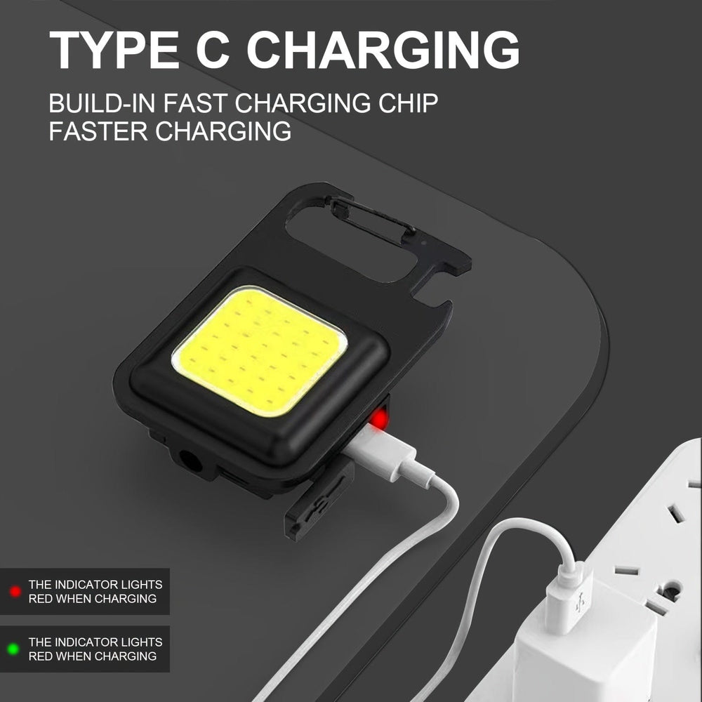 Planet Gates Rechargeable COB Key Chain Flashlight, 3 Light Modes Work Light, Portable Pocket Flashlight Key Chains, Camping Small Corkscrew, Outdoor Pocket Light