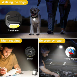 Planet Gates Rechargeable COB Key Chain Flashlight, 3 Light Modes Work Light, Portable Pocket Flashlight Key Chains, Camping Small Corkscrew, Outdoor Pocket Light