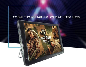 Planet Gates Rechargeable LEADSTAR D12 12 Inch Portable Mini Mobile Tv With DVBT2/H265/Hevc 1280*800 TF Card For Home/Car With Car charger