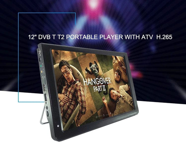 Planet Gates Rechargeable LEADSTAR D12 12 Inch Portable Mini Mobile Tv With DVBT2/H265/Hevc 1280*800 TF Card For Home/Car With Car charger