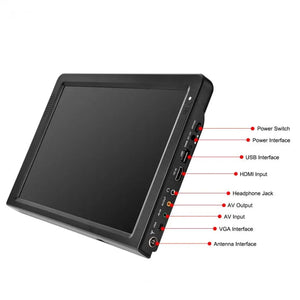 Planet Gates Rechargeable LEADSTAR D12 12 Inch Portable Mini Mobile Tv With DVBT2/H265/Hevc 1280*800 TF Card For Home/Car With Car charger