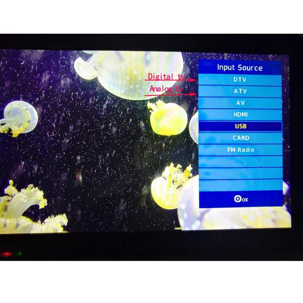 Planet Gates Rechargeable LEADSTAR D12 12 Inch Portable Mini Mobile Tv With DVBT2/H265/Hevc 1280*800 TF Card For Home/Car With Car charger