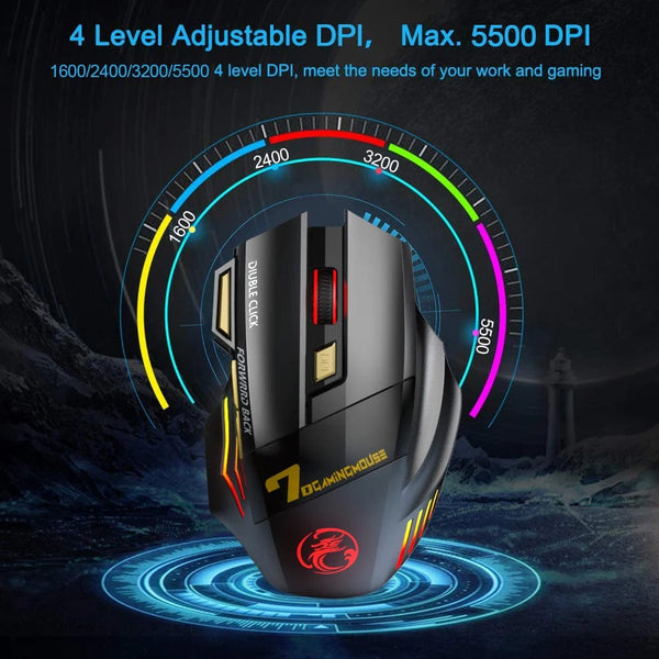 Planet Gates Rechargeable Wireless Mouse Bluetooth Gamer Gaming Mouse Computer Ergonomic Mause With Backlight RGB Silent Mice For Laptop PC