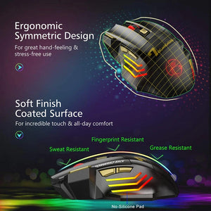 Planet Gates Rechargeable Wireless Mouse Bluetooth Gamer Gaming Mouse Computer Ergonomic Mause With Backlight RGB Silent Mice For Laptop PC