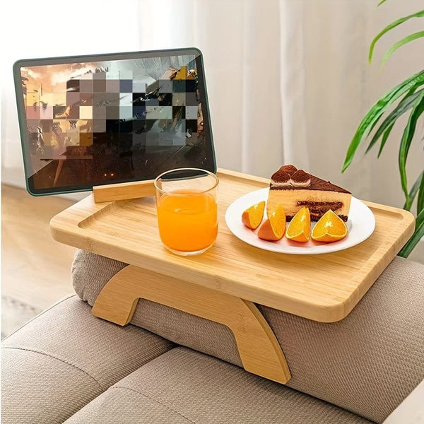 Planet Gates Rectangle 1pc Couch Arm Table, Sofa Arm Tray, Couch Arm Tray Clip, With Phone Holder, Foldable Space Saving Side Tables, For Snacks Fruits Drinks Coffee