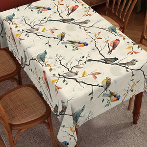 Planet Gates Rectangle-60x86in/152x220cm 1pc, Tablecloth, Birds On The Branches Printed Table Cover, Spring Theme Decorative Table Cloth, Stain Resistant And Erasable, Waterproof, Decorative Table Cover Suitable For Restaurant, Party, Holiday, Gift, Indoor, Outdoor