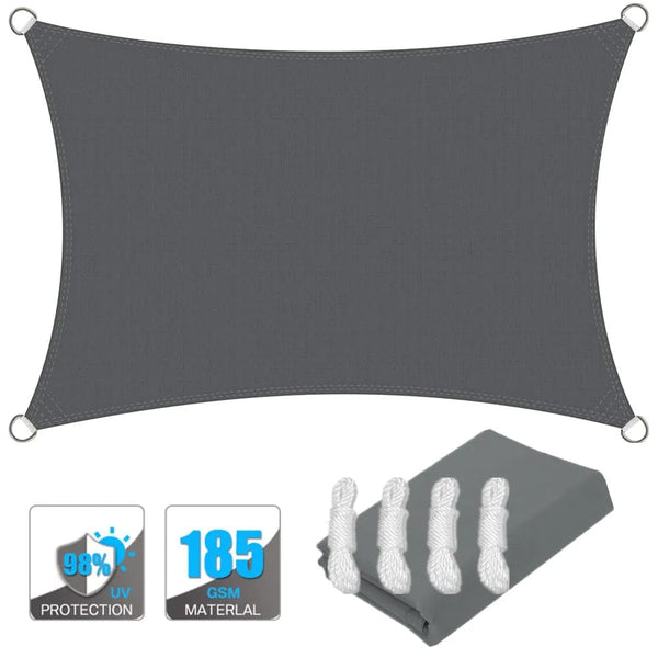 Planet Gates Rectangular Sunshade Sail 4x2/3/5/6M Waterproof 98% UV Block Sun Shelter for Outdoor Garden Patio Party Sunscreen Awning Canopy