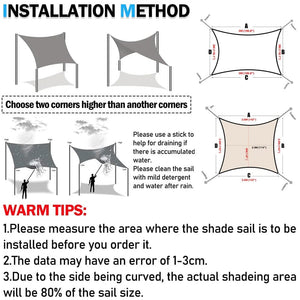 Planet Gates Rectangular Sunshade Sail 4x2/3/5/6M Waterproof 98% UV Block Sun Shelter for Outdoor Garden Patio Party Sunscreen Awning Canopy