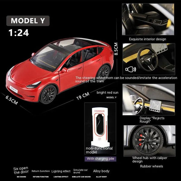 Planet Gates RED 1:24 Toy Cars Model Y Pull Back Vehicles Diecast Car Model Car Toys for Boys and Girls 3 to 12 Years Old Black