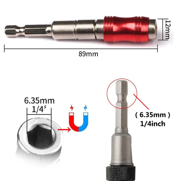 Planet Gates Red 1/4 "Hex Magnetic Ring Screwdriver Bits Drill Hand Tools Drill Bit Extension Rod Quick Change Holder Drive Guide Screw Drill Tip
