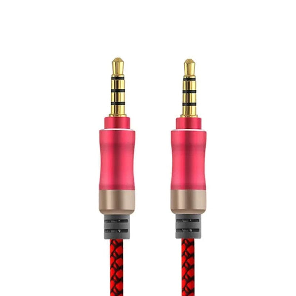 Planet Gates Red 1.5M Jack 3 5 Audio Cable 3.5mm 4 Pole Male Speaker Wire With Braided for Samsung Headphone Xiaomi Car HiFi Consumer Electronics
