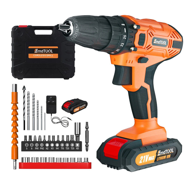 Planet Gates Red-1 Battery / UNITED KINGDOM DayPlus 21V Cordless Power Drill, 3/8" Handheld Screwdriver Drill Set with 25+1 Torque Setting,1.5AH Li-ion Battery&Fast Charger