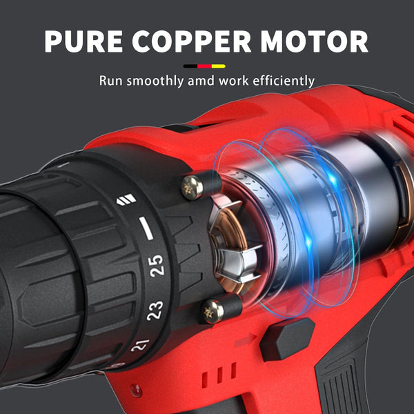 Planet Gates Red-1 Battery / UNITED KINGDOM DayPlus 21V Cordless Power Drill, 3/8" Handheld Screwdriver Drill Set with 25+1 Torque Setting,1.5AH Li-ion Battery&Fast Charger