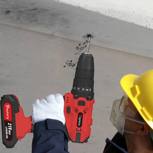 Planet Gates Red-1 Battery / UNITED KINGDOM DayPlus 21V Cordless Power Drill, 3/8" Handheld Screwdriver Drill Set with 25+1 Torque Setting,1.5AH Li-ion Battery&Fast Charger