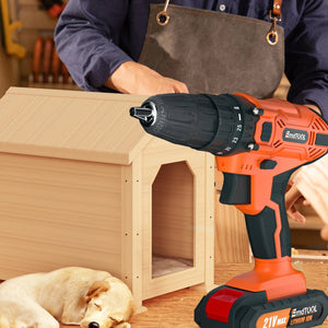 Planet Gates Red-1 Battery / UNITED KINGDOM DayPlus 21V Cordless Power Drill, 3/8" Handheld Screwdriver Drill Set with 25+1 Torque Setting,1.5AH Li-ion Battery&Fast Charger