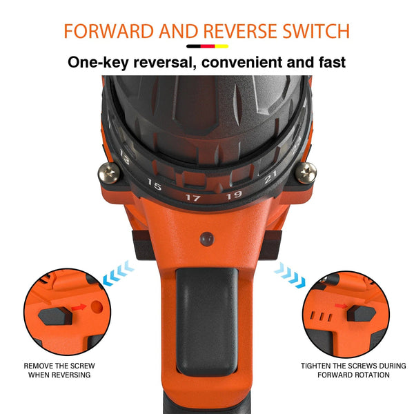 Planet Gates Red-1 Battery / UNITED KINGDOM DayPlus 21V Cordless Power Drill, 3/8" Handheld Screwdriver Drill Set with 25+1 Torque Setting,1.5AH Li-ion Battery&Fast Charger