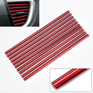 Planet Gates Red - 10pcs 10pcs 20cm Car Air Conditioner Decoration Strip For Vent Outlet, U Shape Moulding Trim Strips, Styling Car Door Edge Corner Protector