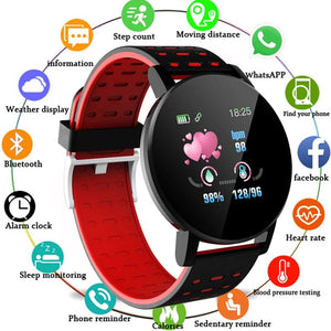Planet Gates red 119S Smartwatch Bluetooth Smart Watch Men Blood Pressure Women Smart Band Clock Sports Fitness Tracker Watch For Android IOS