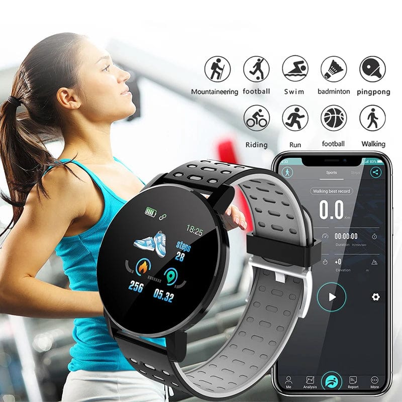 Planet Gates red 119S Smartwatch Bluetooth Smart Watch Men Blood Pressure Women Smart Band Clock Sports Fitness Tracker Watch For Android IOS