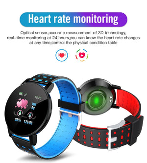 Planet Gates red 119S Smartwatch Bluetooth Smart Watch Men Blood Pressure Women Smart Band Clock Sports Fitness Tracker Watch For Android IOS