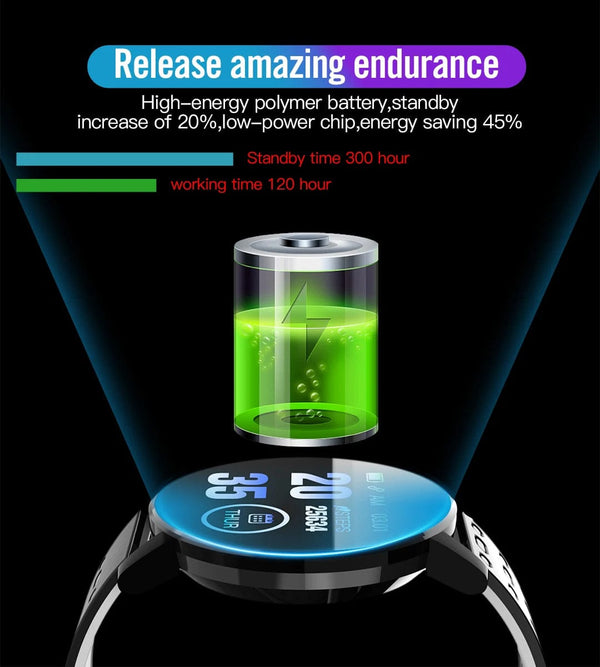 Planet Gates red 119S Smartwatch Bluetooth Smart Watch Men Blood Pressure Women Smart Band Clock Sports Fitness Tracker Watch For Android IOS