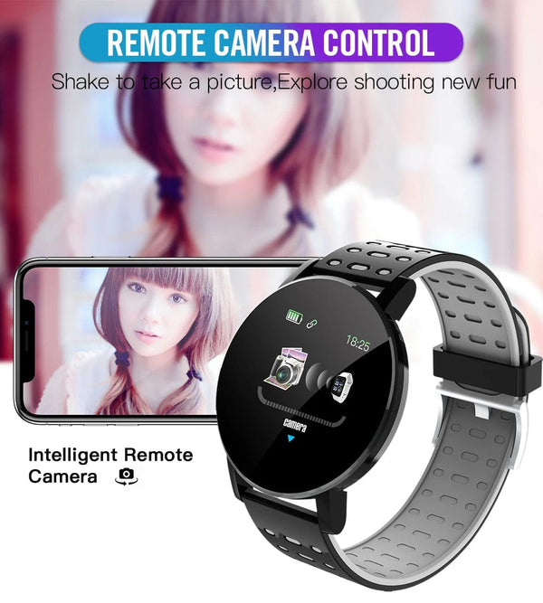 Planet Gates red 119S Smartwatch Bluetooth Smart Watch Men Blood Pressure Women Smart Band Clock Sports Fitness Tracker Watch For Android IOS