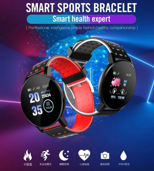 Planet Gates red 119S Smartwatch Bluetooth Smart Watch Men Blood Pressure Women Smart Band Clock Sports Fitness Tracker Watch For Android IOS