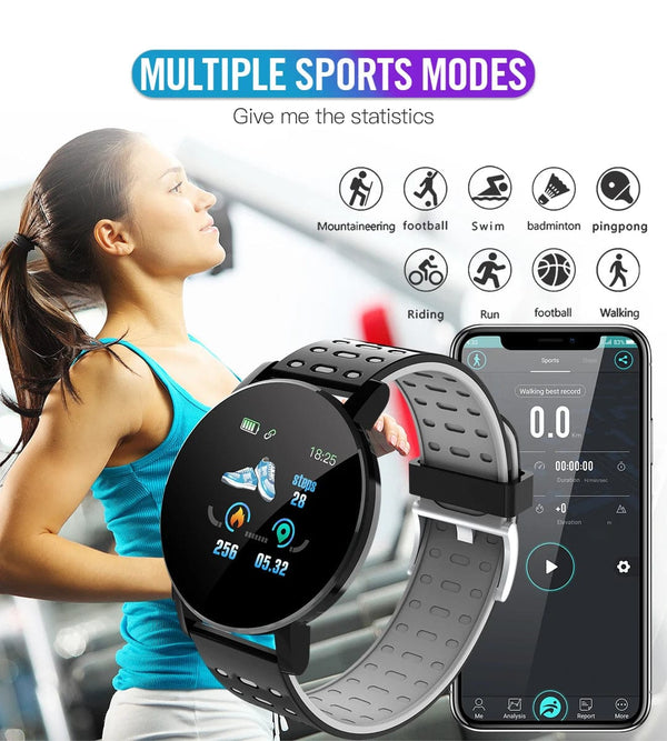 Planet Gates red 119S Smartwatch Bluetooth Smart Watch Men Blood Pressure Women Smart Band Clock Sports Fitness Tracker Watch For Android IOS