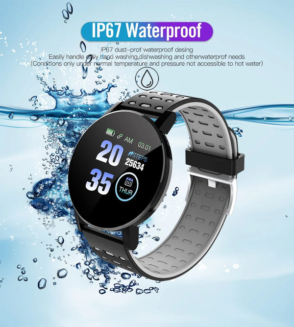 Planet Gates red 119S Smartwatch Bluetooth Smart Watch Men Blood Pressure Women Smart Band Clock Sports Fitness Tracker Watch For Android IOS