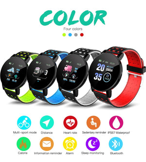 Planet Gates red 119S Smartwatch Bluetooth Smart Watch Men Blood Pressure Women Smart Band Clock Sports Fitness Tracker Watch For Android IOS