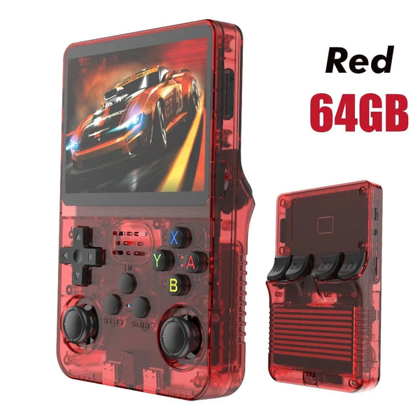 Planet Gates Red 128G NEW R36S Retro Handheld Game Console Linux System 3.5 Inch IPS Screen Portable Pocket Video Player 64GB 128GB Games Kid Gift