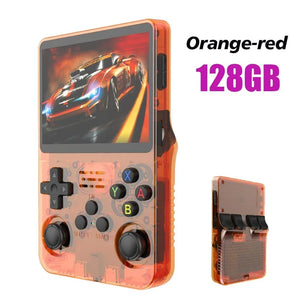 Planet Gates Red 128G NEW R36S Retro Handheld Game Console Linux System 3.5 Inch IPS Screen Portable Pocket Video Player 64GB 128GB Games Kid Gift