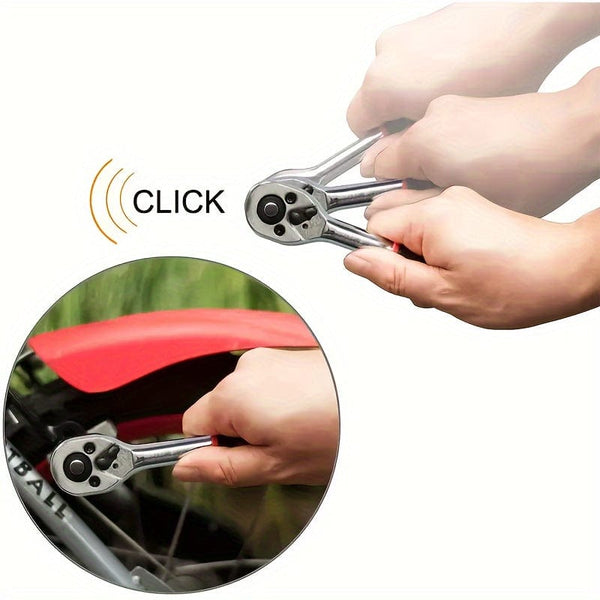 Planet Gates Red 12PC New Upgrade Multi functional External Hexagonal Ratchet Wrench Socket Set Suitable for Car, Boat, Motorcycle, and Bicycle Repair Tools