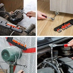 Planet Gates Red 12PC New Upgrade Multi functional External Hexagonal Ratchet Wrench Socket Set Suitable for Car, Boat, Motorcycle, and Bicycle Repair Tools