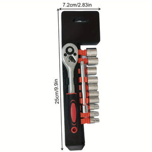 Planet Gates Red 12PC New Upgrade Multi functional External Hexagonal Ratchet Wrench Socket Set Suitable for Car, Boat, Motorcycle, and Bicycle Repair Tools