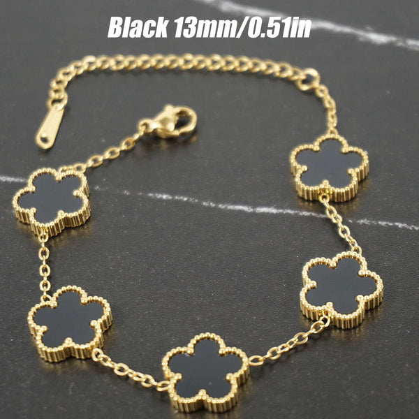 Planet Gates Red 15mm Y2K style metal double-sided clover adjustable bracelet, stainless steel luxury men's and women's clover lucky bracelet