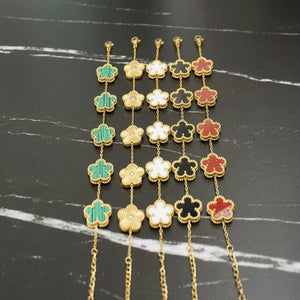 Planet Gates Red 15mm Y2K style metal double-sided clover adjustable bracelet, stainless steel luxury men's and women's clover lucky bracelet